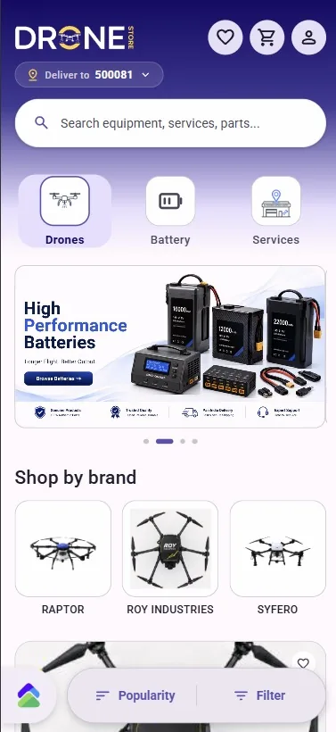 Browse drones, batteries and spares
